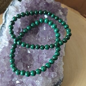 Vibrant Green Malachite Beaded Bracelet.